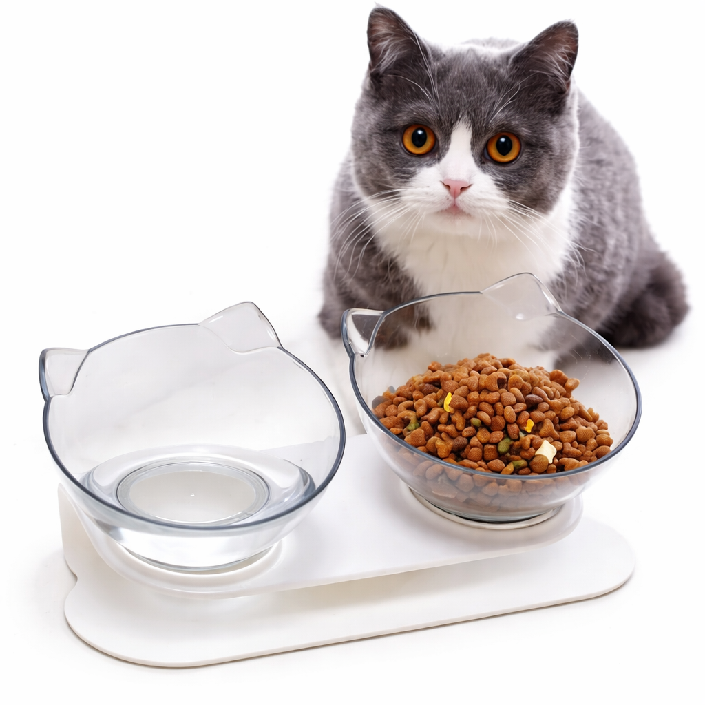 Elevated Double Cat Bowl with Stand