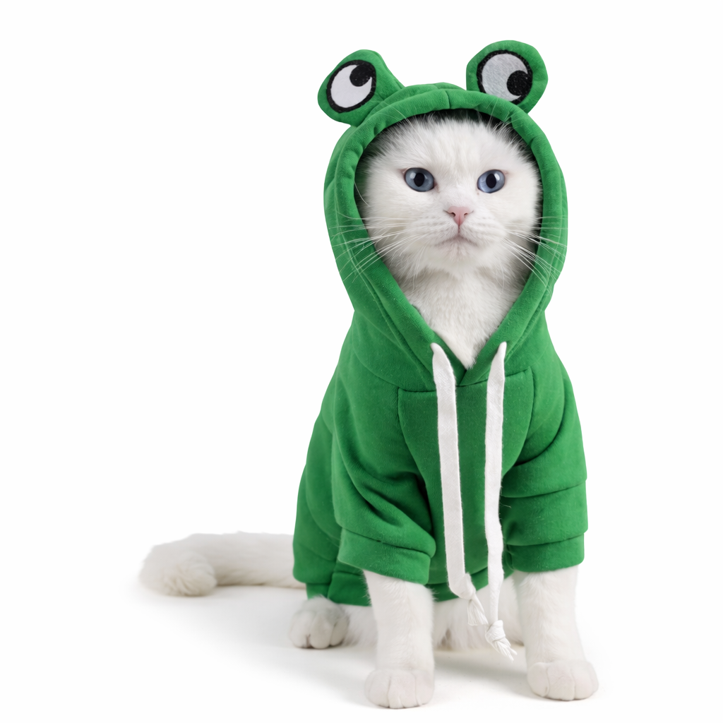 Cute Frog Design Cat Hoodie