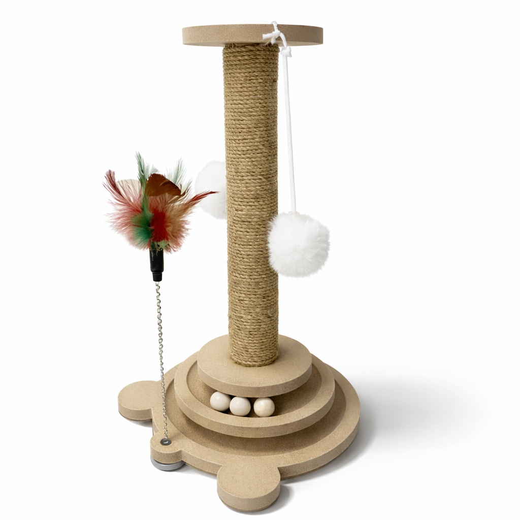 Cat Turntable Toy with Balls & Scratching Post