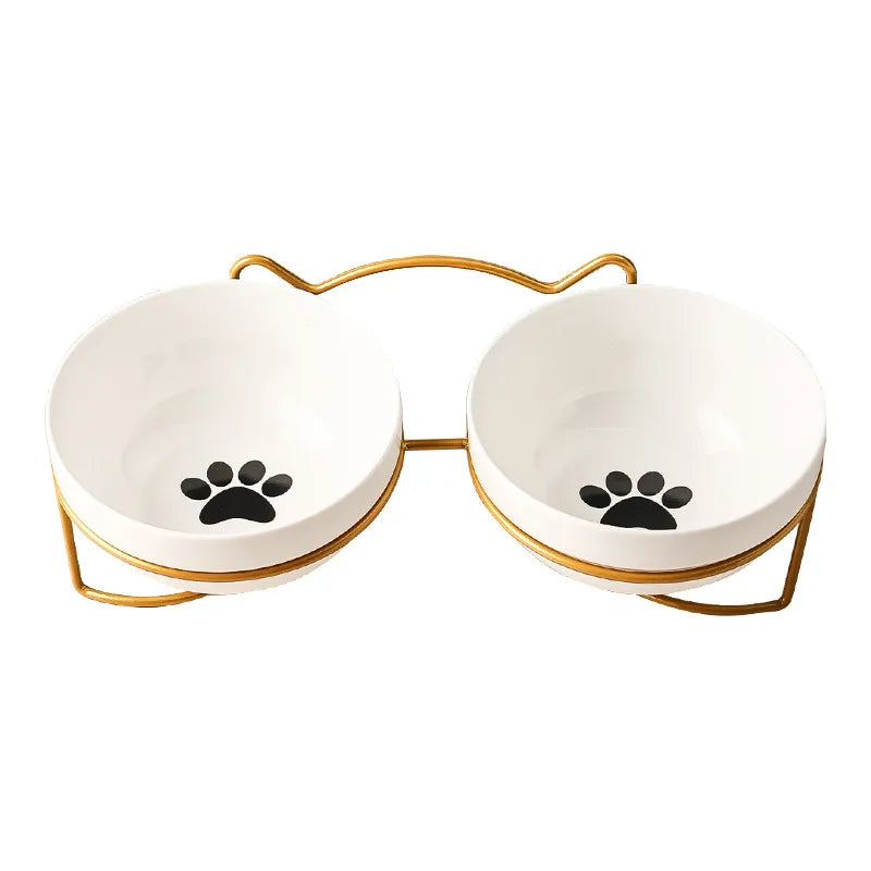 Ceramic Pet Food & Water Bowl with Stand – 500ml