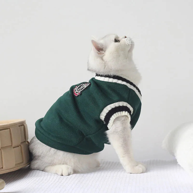 V-Neck Winter Cat Sweater