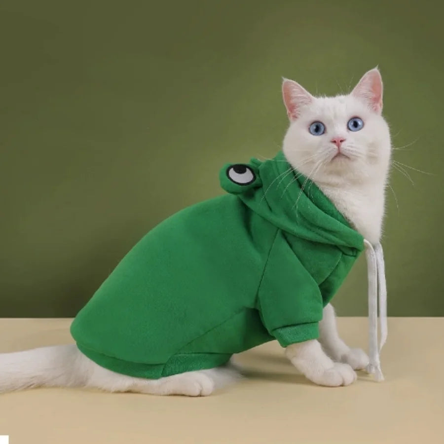 Cute Frog Design Cat Hoodie