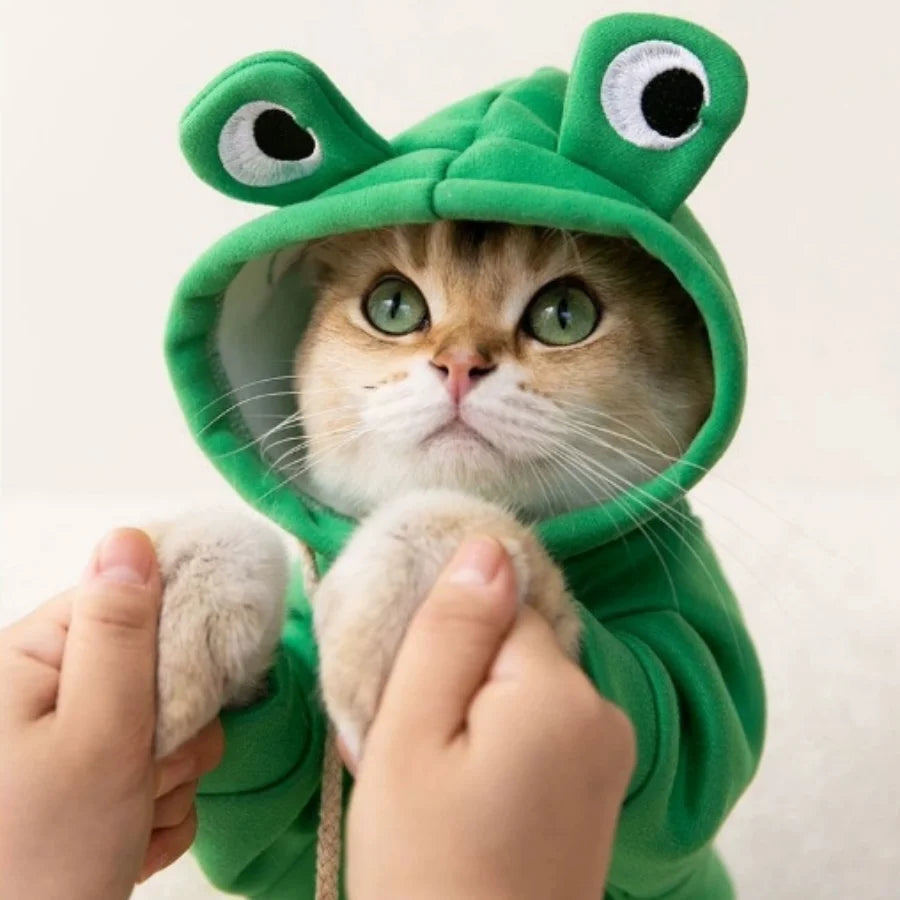 Cute Frog Design Cat Hoodie