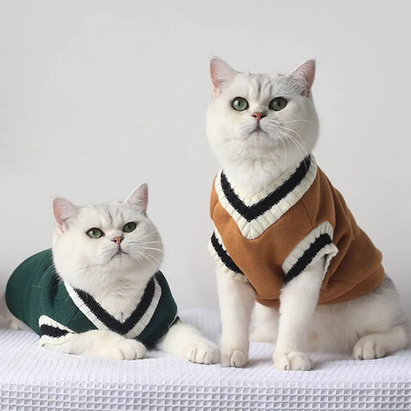 V-Neck Winter Cat Sweater